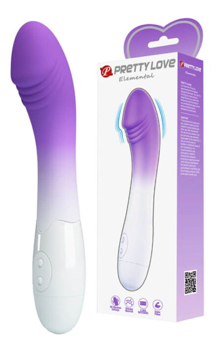 Луксузен виолетово-бел силиконски вибратор со 30 модови на вибрација 19 X 3.2 см. (Pretty Love Elemental)