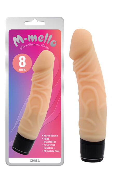 Реалистичен бел силиконски вибратор со 7 модови на вибрација 19,5 X 3.8 см (M-Mello)